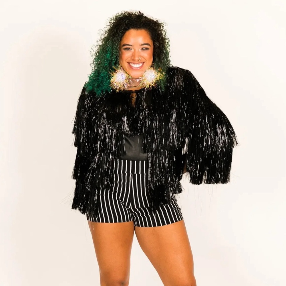 Black tinsel fringe jacket NWT - Taylor Swift Eras tour Karma